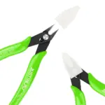 Green precision cutting pliers with sharp blades.
