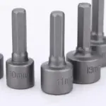 Close-up of hex socket bits in various sizes.