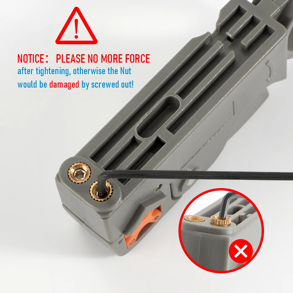 Warning about not applying more force after tightening a screw.
