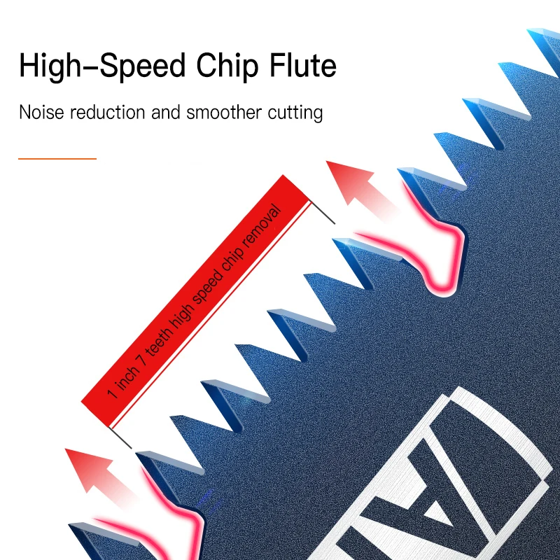 Close-up of a high-speed chip flute with noise reduction features.